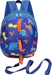 DB Toddler Mini Dinosaur Backpack with Child Leash, Anti Lost Wrist Link for Kids, Safety Harness Back Pack for Baby Boy Girl