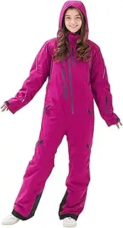 [MOUS ONE] Women One Pieces Ski Suits Waterproof Warm Insulated Ski Jumpsuit Removable Hood Snowsuit for Snow Sport