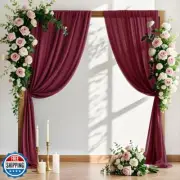 MLMW Wedding Arch Draping Fabric 2 Panels 29" x 20Ft Burgundy Sheer Wedding A