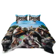 Funny Orchestra Concert Unicorn and Cats Coverlet