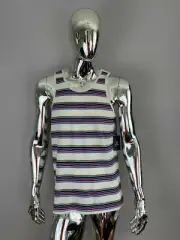 Men's BRIXTON White Striped Adult T-Shirt Size M