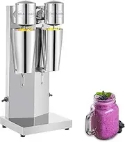RODOVIA Double-Head Milkshake Machine, Electric Beverage Blender with Two Stainless Steel Cups, 2 Speed Adjustable Commercial Milkshake Machine for Protein Shakes Ice Cream and Cocktails (Double Head)