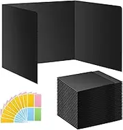 24 Pack Black Desk Dividers for Students, Privacy Shields Folder for Students, Durable & Waterproof Plastic Study Board, Classroom Teacher Supplies Test Divider, Includes 10pcs Extra Labels