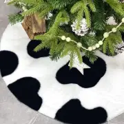 Christmas Tree Skirt,30" 36" 48" Cow Print Black and White Tree Skirt,Cute Pl...