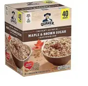 (ONE BOX) QUAKER OATS INSTANT OATMEAL MAPLE & BROWN SUGAR (40 PACKETS)