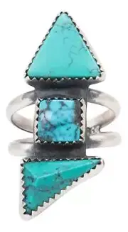 Navajo Native American Turquoise Ring Size 8 by Gilbert Tom SKU231386
