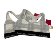 Calvin Klein NWT Modern Cotton Blend Wireless Unlined Bralette 2 Pk M Black, Tan