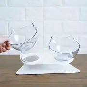 Double Cat Bowl Pet Bowls Stand Dog Elevated Feeder Food Water Raised Lifted AU - Transparency+Transparency