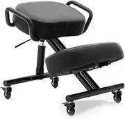 DR.LOMILOMI Ergonomic Kneeling Chair 512-AKONI, Adjustable Stool for Home and Office, Improve Your Posture, Thick Comfortable Cushions, Locking Wheels (Black, Standard)