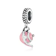 Classic Teapot Charm Silver plating Pink Tea Bottle Beads Pendant Fit Bracelets Necklaces Jewelry