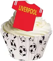 12 Edible T Shirt Decorations - great for Liverpool fans - perfectly pre-cut wafer just pop them out the packaging and top them on your cake - Pack of 12 - by CDA Products Ltd
