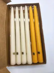 6 PartyLite Candles Handipt 10" Unscented Taper Cream Amd Butterscotch Vtg Set