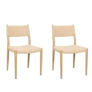 HomeStar Set Of 2 Cayman Rope Seating Kitchen Dining Chair Wooden Legs Natural