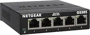 NETGEAR 5-Port Gigabit Ethernet Unmanaged Switch (GS305) - Home Network Hub, Office Ethernet Splitter, Plug-and-Play, Silent Operation, Desktop or Wall Mount