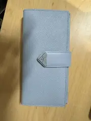 NWT Prada large saffiano and smooth leather wallet light blue