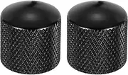 uxcell 2Pcs Aluminum Guitar Knobs Shaft Volume/Tone Black Control Knobs CNC Machined Knurled Design for Electric Guitar Bass Audio Tuning Replacement