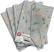 Pro Supply Global Camping Printed Tissue Paper for Gift Bags or Boxes and Wrapping - Baby Shower Bulk Decorative Art Tissue Paper for Packaging and Gifting | 24 Sheets 20" x 30"