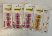 3M Command Damage Free Hanging Mini Hooks Cord Clips Color Set- 4 Packs Total