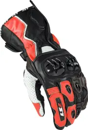 LS2 Swift Motorcycle Glove, black-white-red, Size 2XL for Men Black White Red