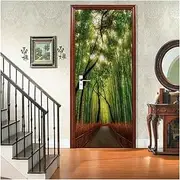 Door Stickers 3D Street Scenery Door Stickers City Alley Floral Landscape Wallpaper Bedroom Living Room Decor Self-Adhesive Mural Poster(H,85x215cm)