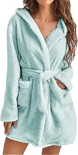 [Elogoog] Women Gowns Sleepwear Bath Robe Women's Hooded Fleece Bathrobes Soft Plush Sleepwear Sexy Women's Women