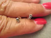 Tiny Sterling Silver SKULL Stud Earrings new