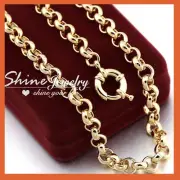 14K YELLOW GOLD GF BELCHER CHAIN RING LINK MENS WOMENS SOLID LONG NECKLACE 60CM