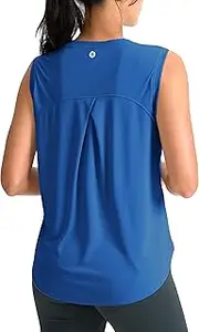 [SANTINY] Women's Sleeveless Workout Tops Breathable Lightweight Active Tennis Yoga Shirts Athletic Running Tank Tops for Women, Royal Blue, X-Small