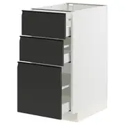 METOD / MAXIMERA base cabinet with 3 drawers, white/Upplöv matt anthracite, 40x60x80 cm