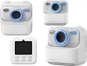 Instant Print Camera for Kids, 2.4 Inch Screen 1080P Kids Camera Instant Print with 2 Rolls Paper, Built-in 32GB Card, for Boys & Girls (White)