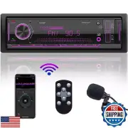 Single Din Car Stereo Receiver: Bluetooth Car Radio System - Marine Audio wit
