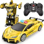 Remote Control Car, Transform Robot RC Cars, 2.4Ghz Transforming Police Car Toy