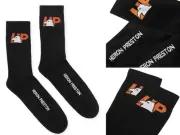 HERON PRESTON hp-Eagle Organic Sheer Tennis Socks Intarsia Logo Sneaker Socks M