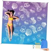 Beach Blanket Waterproof Sandproof Large Beach Mat 79" X 83" for 2-4 Jellyfish