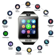 Q18 Smart Watch Bluetooth Call Touch Screen Support Camera Sports Men WomanFitness Sleep Tracker Heart Rate Monitor Smartwatch - White