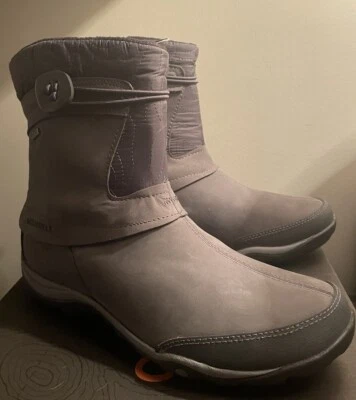 Merrell Women's US 10 EU41 Dewbrook Zip Waterproof Leather Winter Boots Gray NIB