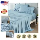 Breathable Rayon Bamboo Full Bed Sheets - 4-Piece Teal Blue Set, Luxury Comfort