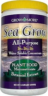 Grow More Sea Grow Kelp Fertilizer - 1.5lbs of 16-16-16 Water-Soluble, All-Purpose Plant Food - Nutrient-Rich, Seaweed Fertilizer - Outdoor & Indoor Plant Food