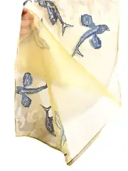 RARE Embroider Flying Fish Sheer Table Runner Yellow Blue Silver Sequin 17 x 37"