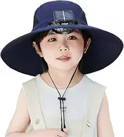 [Generic] Wide Brim Solar Fan Hat for Kids, Sun Hat with Solar Fan for Children, Solars & USB Charging, Bucket Hats for Child