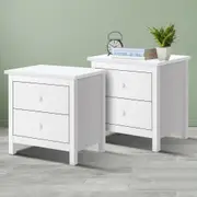 ALFORDSON 2x Bedside Table Hamptons Nightstand Storage Side End 2 Drawers White