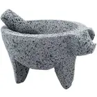 9 inch Molcajete Mortar Pestle Pig Design Mexican Handmade Lava Stone Ideal Herb