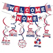 Welcome Home Banner, Red White and Blue Paper Welcome Home Decoration for