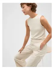 [Seed Heritage] Ribbed Textured Shell Top in Cream