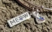 Alex & Ani Cat ‍⬛Lovers MeowCharm&Heart Swarovski CrystalPurr-fect