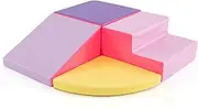 BABY JOY Climb and Crawl Play Set, 4-Piece Soft Indoor Activity Foam for Babies & Toddlers, Corner Climbing Sliding Blocks, Lightweight Gym Equipment Activity Playset (Purple)