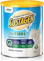 SUSTAGEN Hospital Formula + Fibre Nutritionally Complete Supplement, High Protein, Low GI, Vanilla Flavour, 840g