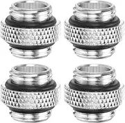 2pcs Water Cooling Adapter G1/4" Thread Male to Male Mini Extender Fitting Copper Water-Cooled Compression Fitting with O-Ring for Computer PC Water Cooling System, Silver