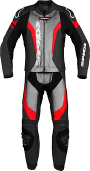 Spidi Laser Touring, leather suit 2pcs. , color: Black/Light Grey/Red , size: 58
