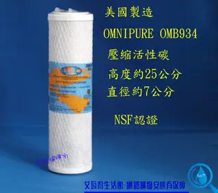 【艾瓦得淨水】美國原裝進口 10吋 OMNIPURE CTO 活性碳濾心 (NSF認證) MADE IN USA